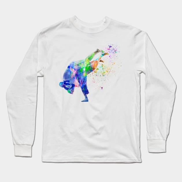 watercolor martial art Long Sleeve T-Shirt by PaulrommerArt